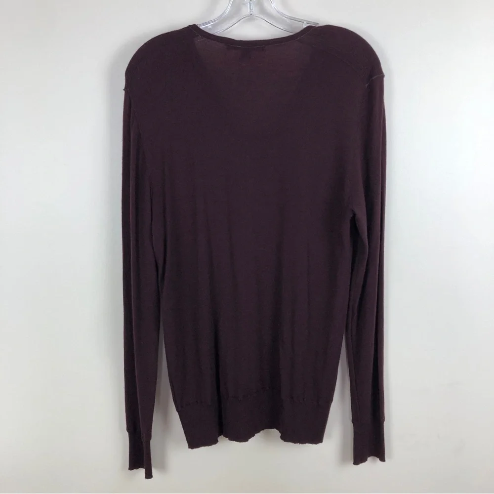 John Varvatos burgundy v-neck 100% merino wool sweater - Picture 7 of 11